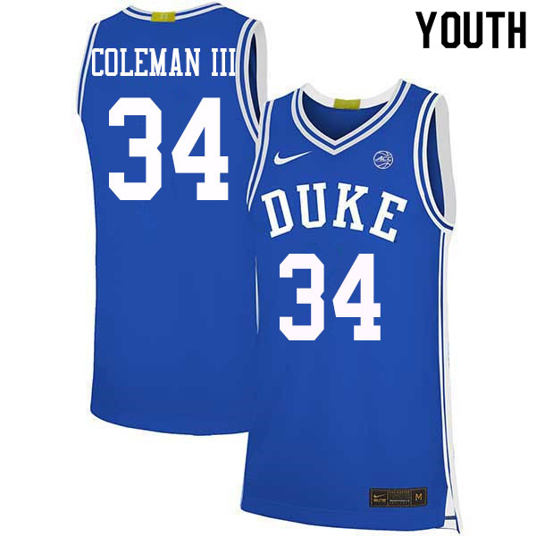 Youth #34 Henry Coleman III Duke Blue Devils College Basketball Jerseys Sale-Blue
